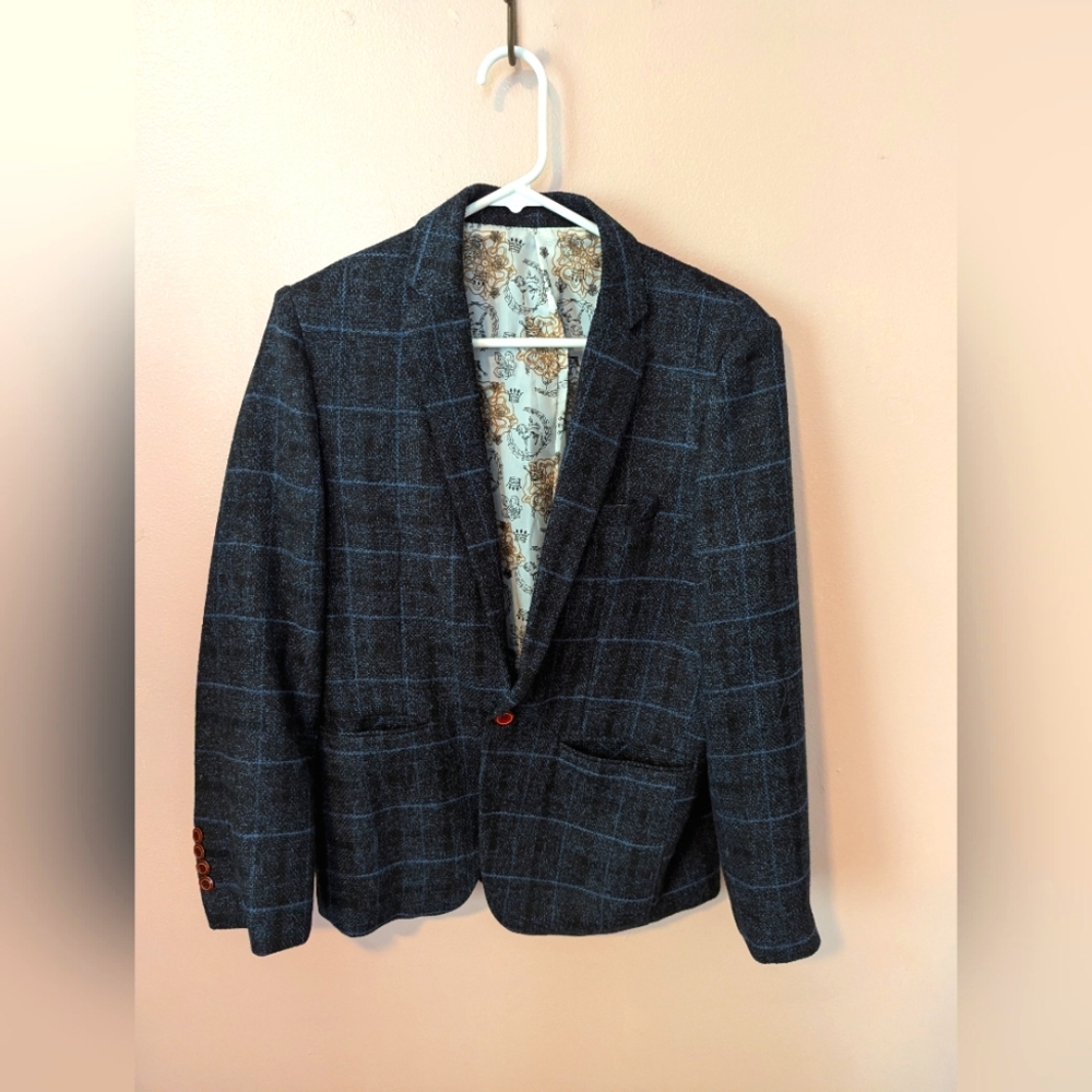 Women's Navy Plaid Blazer